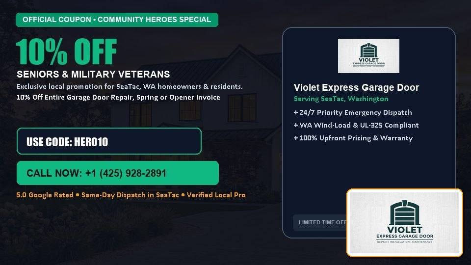 10% OFF Senior, Military & First Responder Discount in SeaTac, WA - Violet Express Garage Door